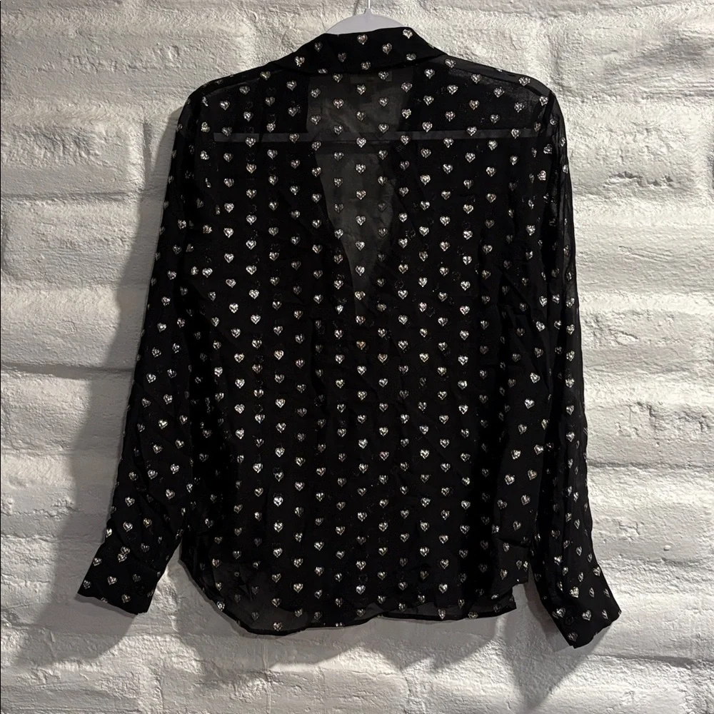 L’Agence Hailie Black & Silver Hearts Semi Sheer Blouse - Picture 11 of 11
